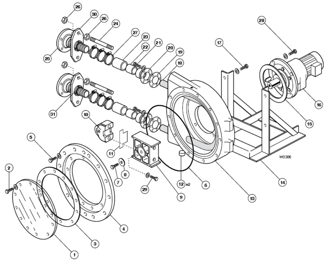 Vector 2009 peristaltic pump exploded parts diagram