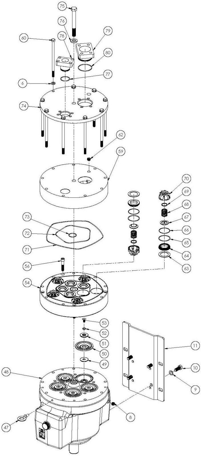 D66 Hydra-Cell Pro Non-Metallic Fluid End Diagram