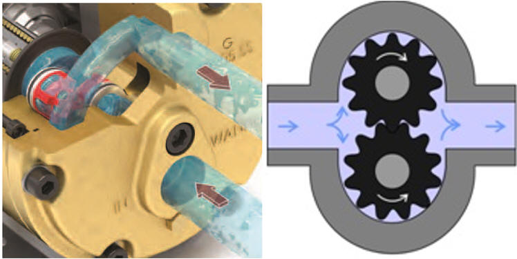 Hydra-Cell pump compamred to an external gear pump